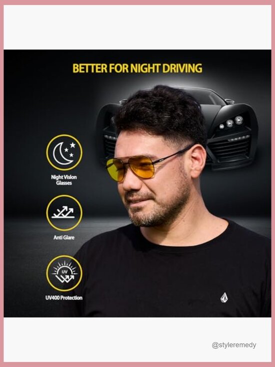 Aviator Night Driving Glasses with Polarized Yellow Lens Anti Glare main image 4